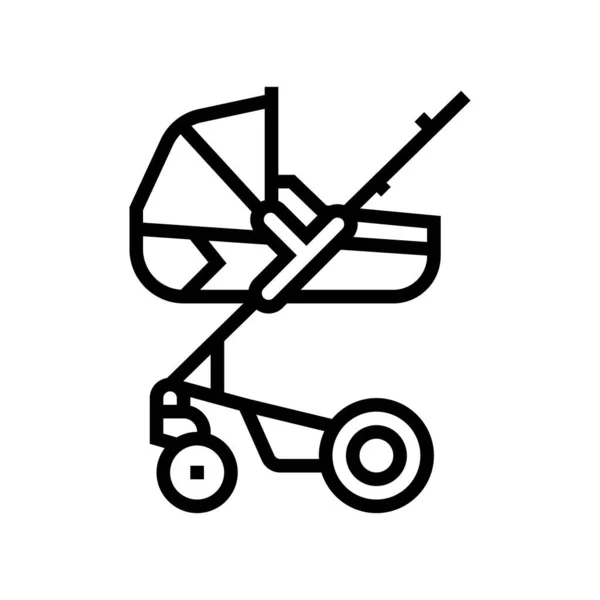 Stroller carrycot baby line icon vector illustration — Stock Vector