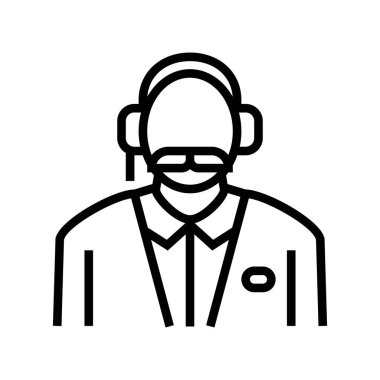 Hava navigatörü uçuş okulu çizgisi ikon vektör çizimi