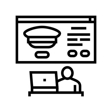 Uçuş okulu çizgisi vektör illüstrasyonunda çevrimiçi kayıt