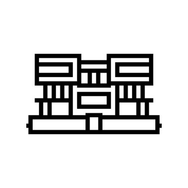 villa evi çizgisi ikon vektör illüstrasyonu