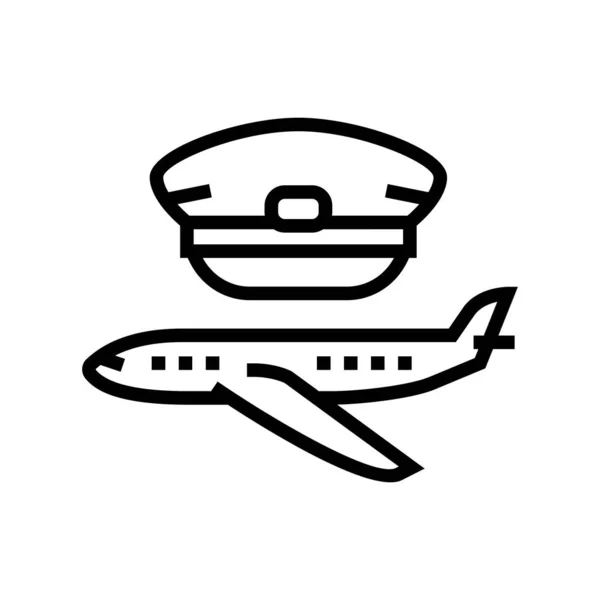 Illustration vectorielle d'icône de ligne d'école de vol d'aviation commerciale — Image vectorielle