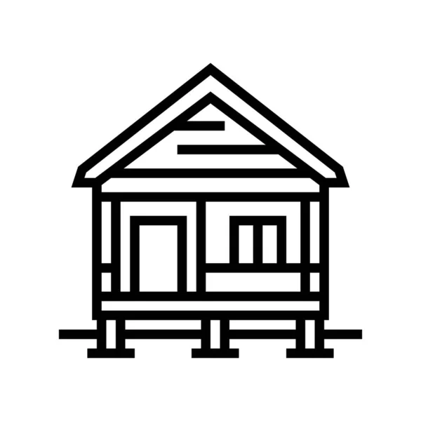 Bungalow σπίτι γραμμή εικονίδιο διάνυσμα εικονογράφηση — Διανυσματικό Αρχείο