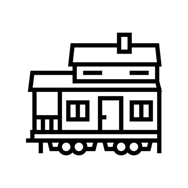 Mobile home maison ligne icône vectoriel illustration — Image vectorielle