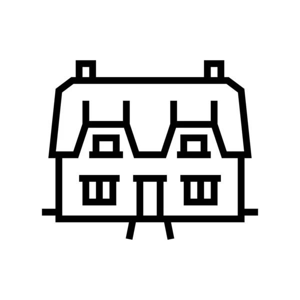 Casa casa de campo línea icono vector ilustración — Vector de stock