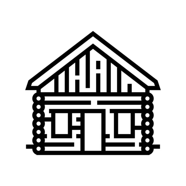 Kabine Haus Linie Symbol Vektor Illustration — Stockvektor