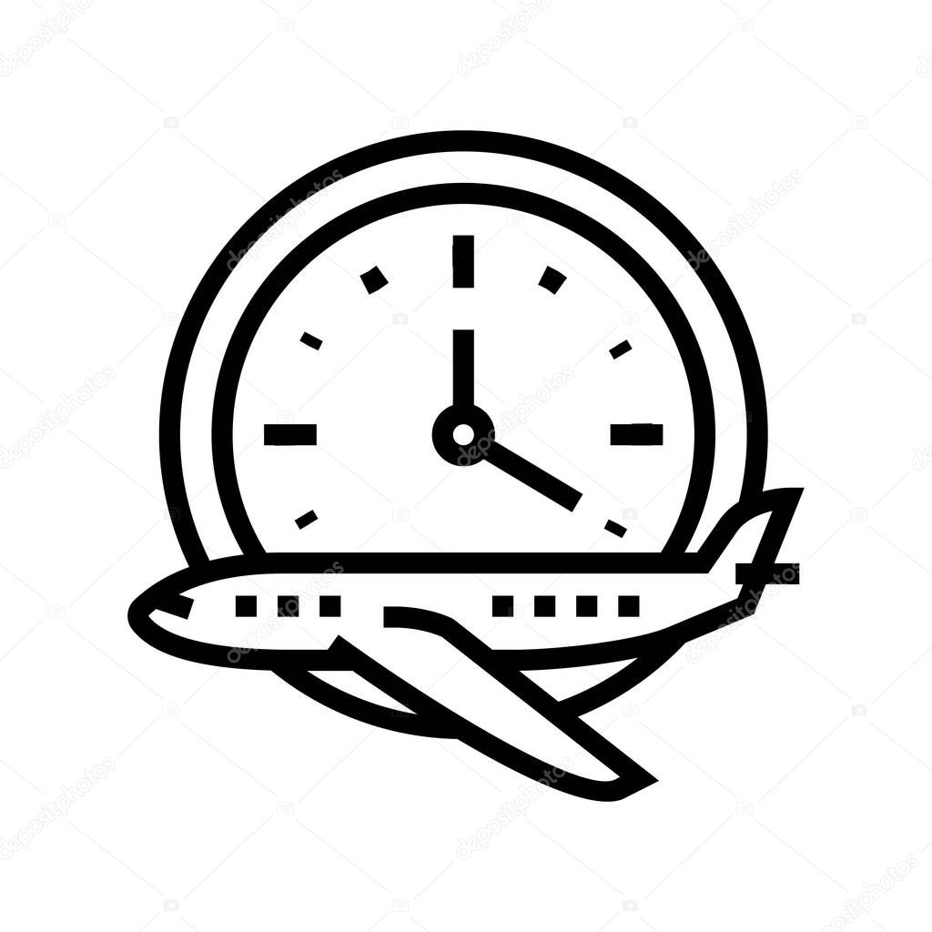 flight hours school line icon vector illustration