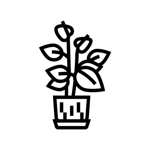Cerámica flor casa planta línea icono vector ilustración — Vector de stock