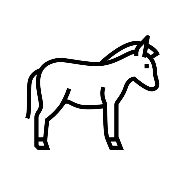 Burro animal doméstico línea icono vector ilustración — Vector de stock