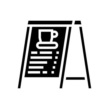 Menü panosunun dışında kahve kafeteryası simge vektör illüstrasyonu