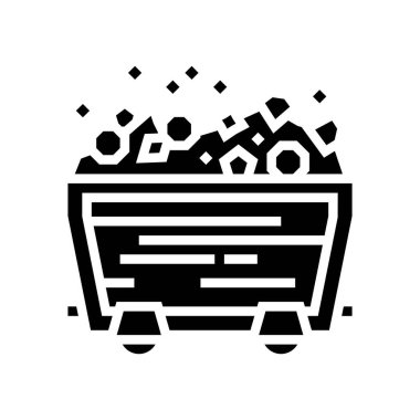 Madencilik oyunu glyph vektör çiziminde mücevher taşları arabası