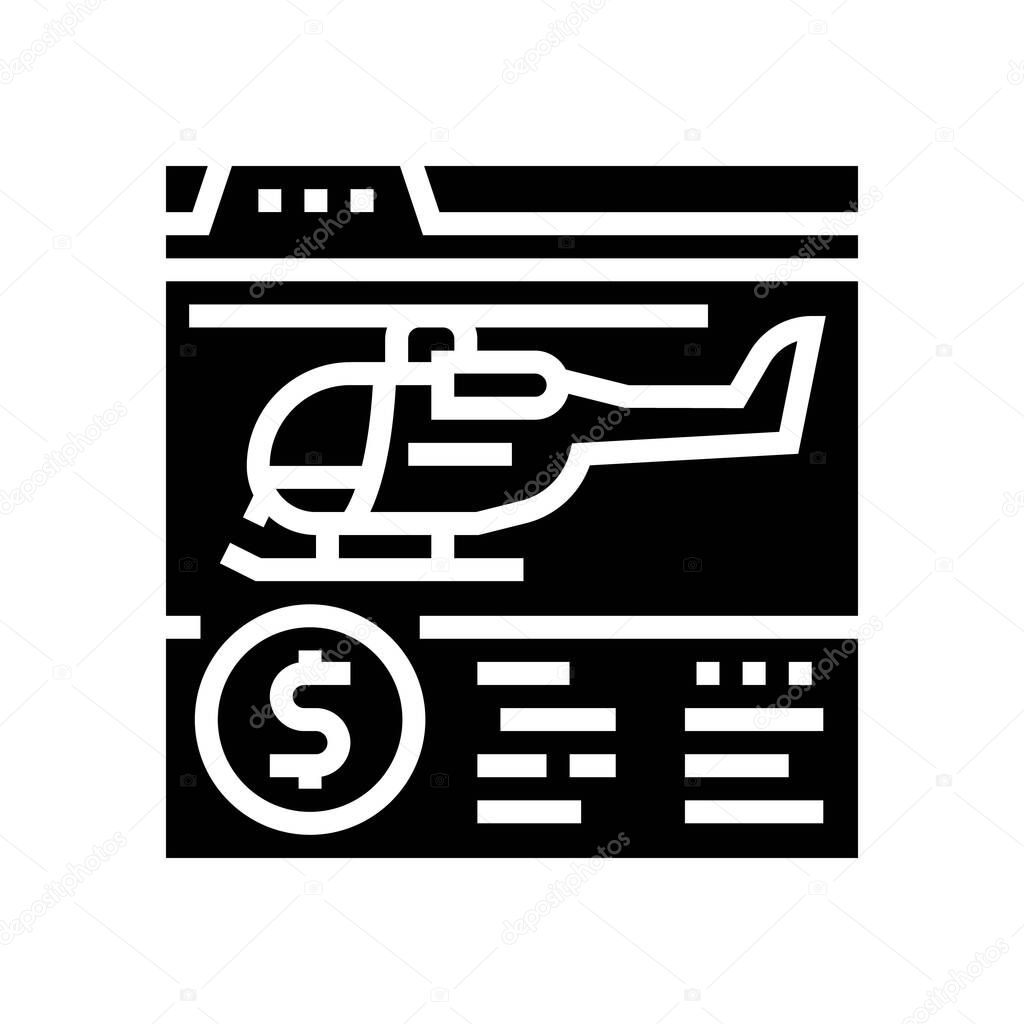 buying helicopter online glyph icon vector illustration