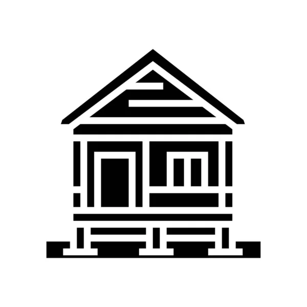 Bungalow house glyph图标矢量插图 — 图库矢量图片