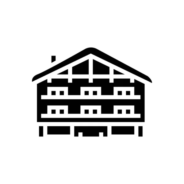 Chalet Haus Glyphen Symbol Vektor Illustration — Stockvektor