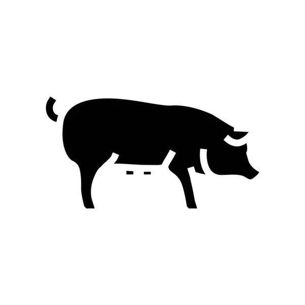 Porc animal domestique glyphe icône vectoriel illustration — Image vectorielle