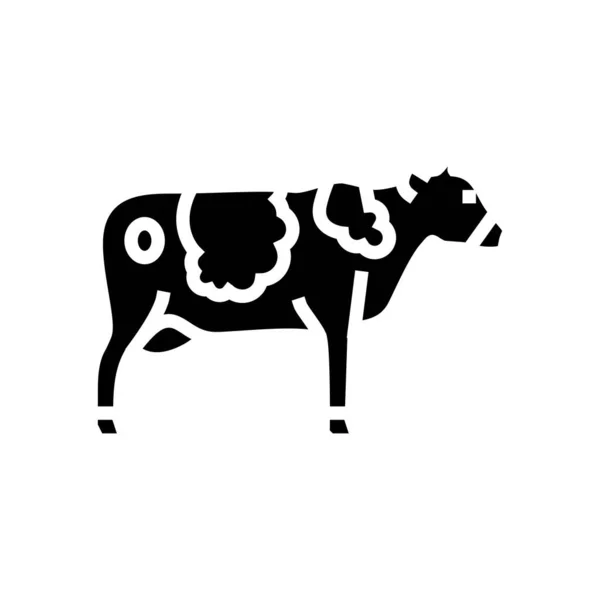 Cow domestic animal glyph icon vector illustration — Stock Vector