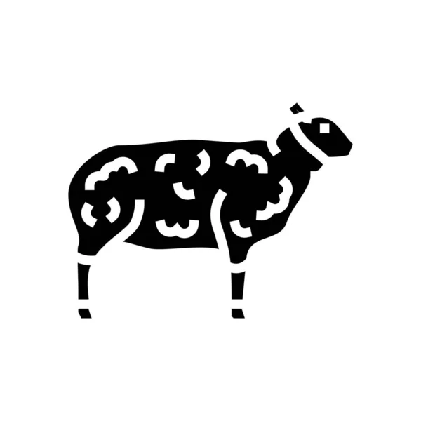 Sheep domestic animal glyph icon vector illustration — Stock Vector