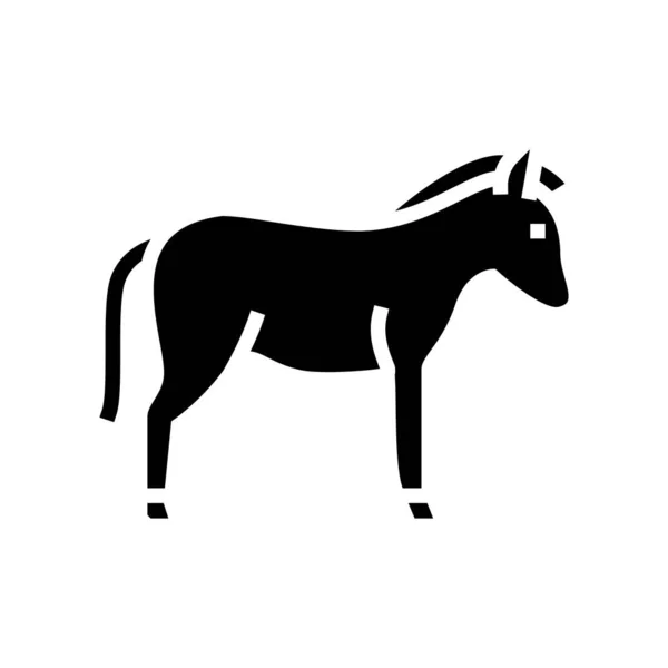 Burro animal doméstico glifo icono vector ilustración — Vector de stock