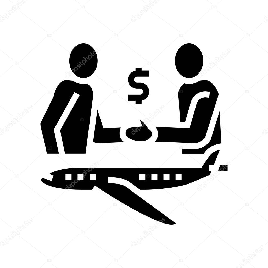 charter flight glyph icon vector illustration