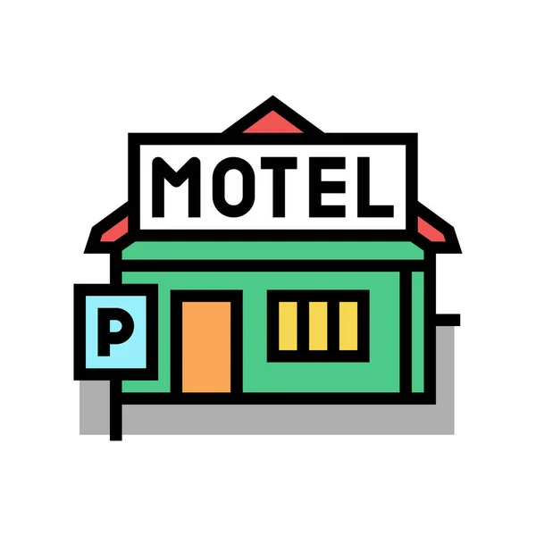 Budowa motel kolor ikona wektor ilustracja — Wektor stockowy