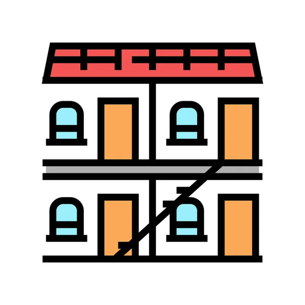 Gebäude Hotel Farbe Symbol Vektor Illustration — Stockvektor