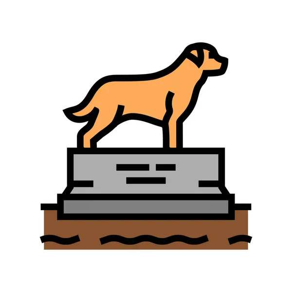 Martwy pies postument kolor ikona wektor ilustracja — Wektor stockowy