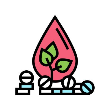 Kan fizyoterapisi için ilaçlar. Renk ikonu vektör çizimi