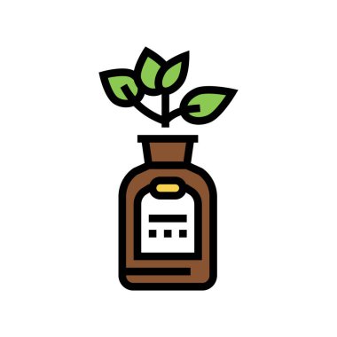 Doğal bitki fizyoterapi ilaçları şişe rengi ikon vektör çizimi