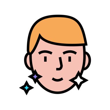 traşlı yüz adam renk ikonu vektör illüstrasyonu