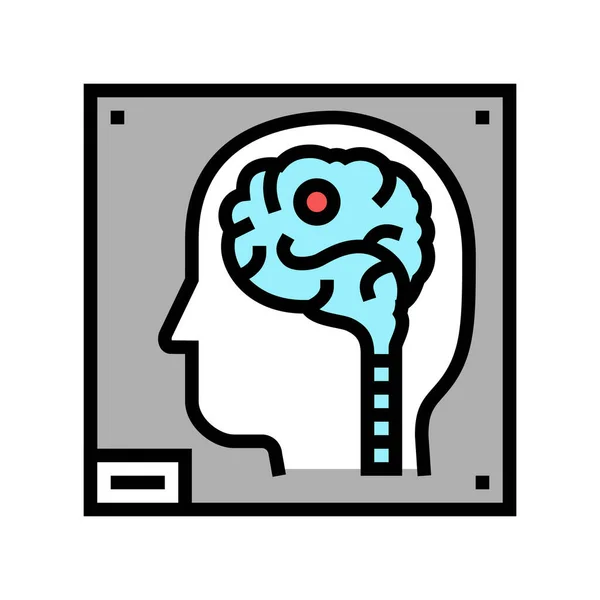 Cerveau humain X-ray couleur icône vectoriel illustration — Image vectorielle