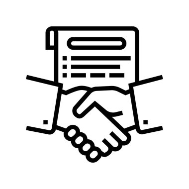 anlaşma avukatı satır ikonu vektör illüstrasyonu