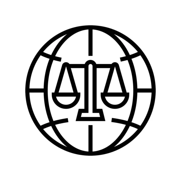 Jurisprudencia internacional línea icono vector ilustración — Vector de stock