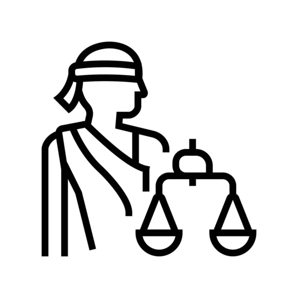 Justitia törvény vonal ikon vektor illusztráció — Stock Vector