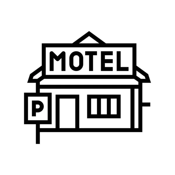 Constructie motel lijn pictogram vector illustratie — Stockvector