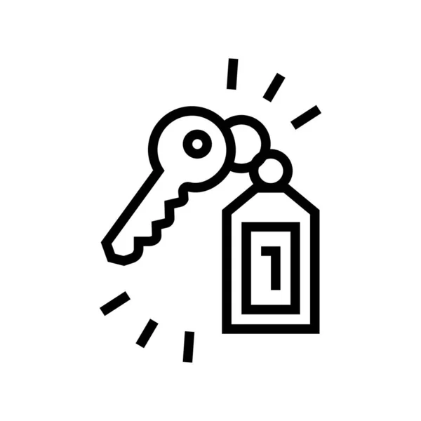 Nyckel lägenhet motell linje ikon vektor illustration — Stock vektor
