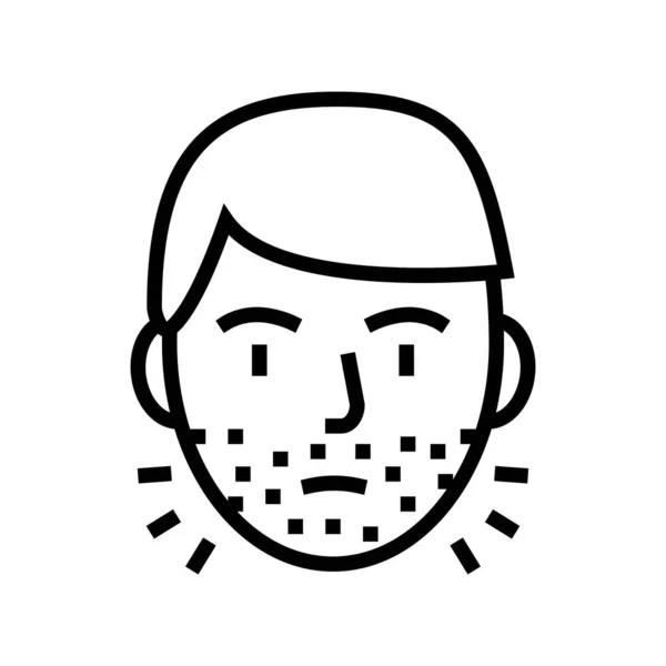 Cara peluda hombre línea icono vector ilustración — Vector de stock