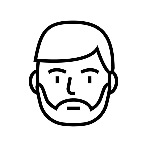 Hombre barbudo línea icono vector ilustración — Vector de stock