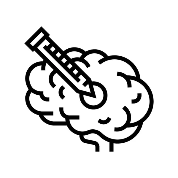 Injectie in hersenlijn pictogram vector illustratie — Stockvector