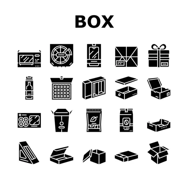Kutu Kutusu Kutusu Kutusu Taşıyıcı Koleksiyonu Simgeleri Vektörü Ayarla — Stok Vektör