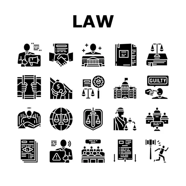 Law Notary Advising Collection Icons Set Vector — Stockový vektor