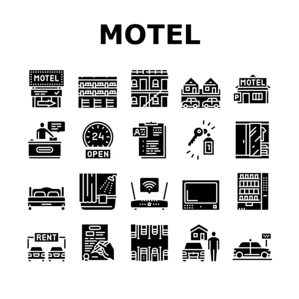 Motel Comfort Service Sammlung Symbole Set Vektor — Stockvektor