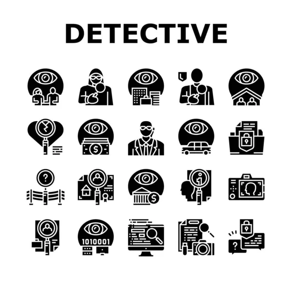 Private Detective Collection Icons Set Vector — Stock Vector