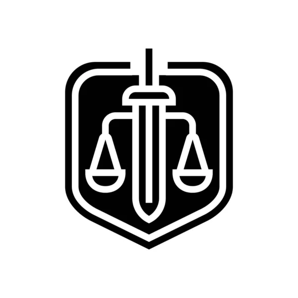 Δικαιοσύνη δίκαιο glyph εικονίδιο διανυσματική απεικόνιση — Διανυσματικό Αρχείο