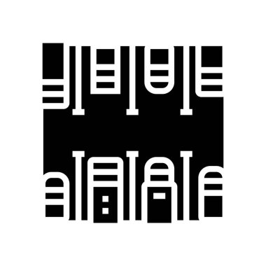 Otomobil otoparkı glyph ikon vektör çizimi