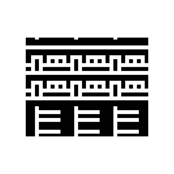 Gebouw motel glyph pictogram vector illustratie — Stockvector