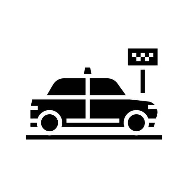 Taxi parada motel glifo icono vector ilustración — Vector de stock