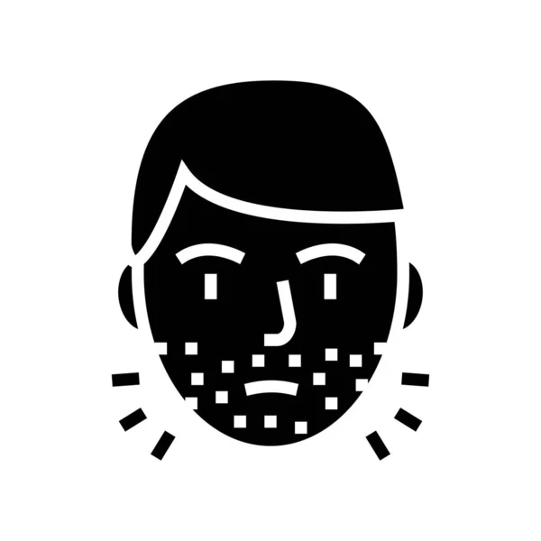 Haariges Gesicht Mann Glyphe Symbol Vektor Illustration — Stockvektor