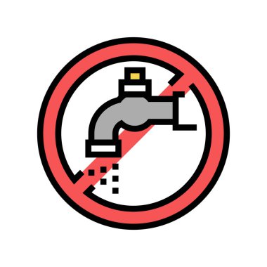 Su musluğu çocukları güvenli içki yasağı işareti renk ikonu taşıyıcısı. Su musluğu çocuklar için güvenli yasaklama işareti. izole edilmiş sembol çizimi