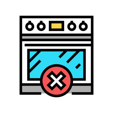 Çocukların renk ikonu vektörü için soba yasağı kullanılıyor. Çocuk tabelaları için soba yasağı kullanıyor. izole edilmiş sembol çizimi