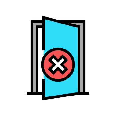 Güvenli çocuklar için açık kapı yasağı. Renk simgesi vektörü. Güvenli çocuklar için açık kapı yasağı. izole edilmiş sembol çizimi