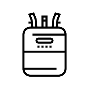 Balon çizgisi ikon vektörü için helyum silindiri. Balon işareti için helyum silindiri. izole edilmiş çizgi simgesi siyah illüstrasyon